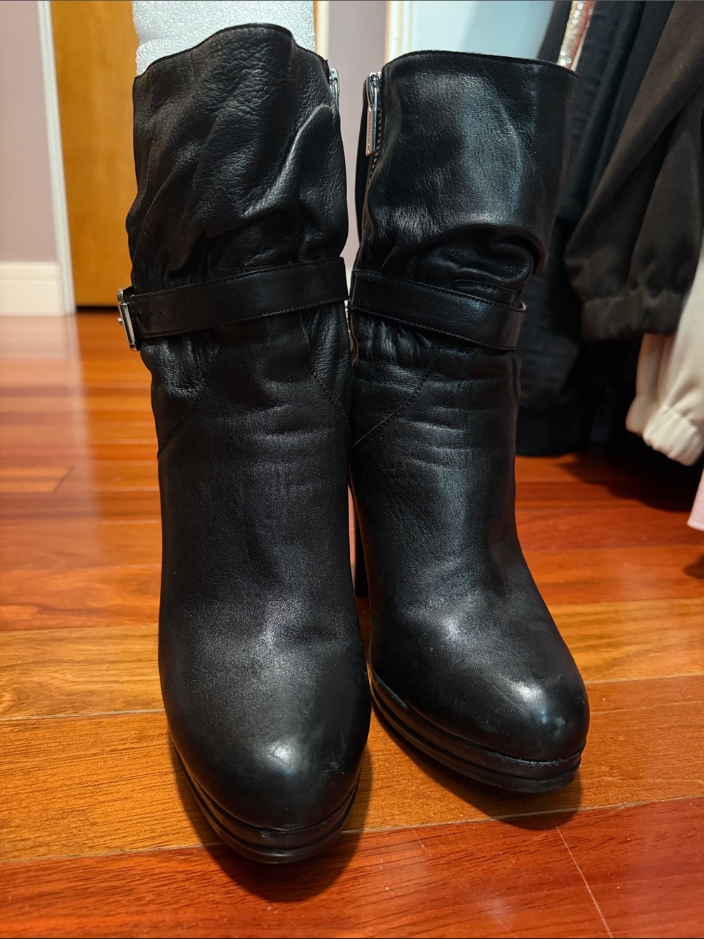Michael kors Black Women's High-Heel Ankle Boots with Buckle